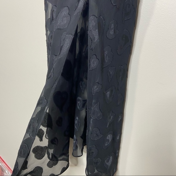 Victorias Secret Sheer Heart Patterned Black Night Gown Lingerie L - Picture 6 of 8